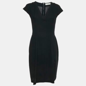 Yves Saint Laurent Vintage Black Wool V-Neck Short Dress M
