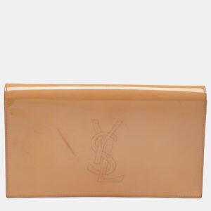 Yves Saint Laurent Beige Patent Leather Belle De Jour Flap Clutch