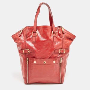 Yves Saint Laurent Red Patent Leather Large Downtown Tote