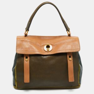 Yves Saint Laurent Tricolor Leather and Suede Medium Muse Two Top Handle Bag
