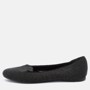 Yves Saint Laurent Black Glitter Smoking Slippers Size 34