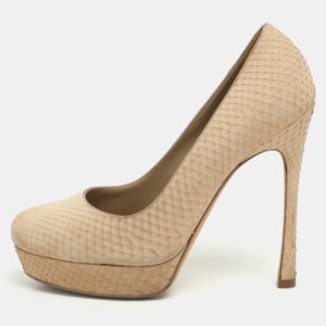 Yves Saint Laurent Beige Python Platform Pumps Size 38