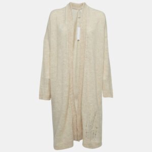 Zadig & Voltaire Beige Wool Blend Knit Ripped Style Long Cardigan M/L