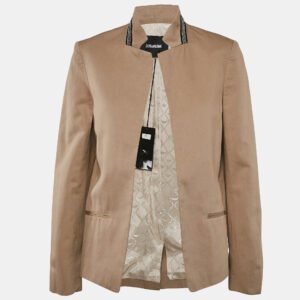 Zadig & Voltaire Beige Gabardine Open Front Volly Bis Jacket M