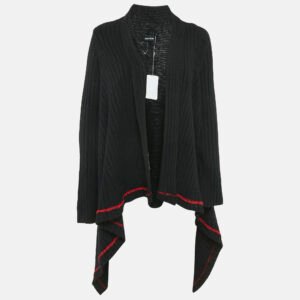 luxury-women-zadig-and-voltaire-new-clothes-p1120998-002 Zadig & Voltaire Black Rib Knit Open Front Cambi Cardigan One Size