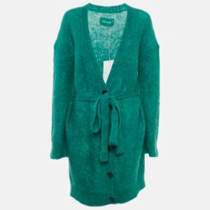 Zadig & Voltaire Green Mohair Wool Belted Romy Long Cardigan M/L