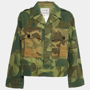 Zadig & Voltaire Military Green Camouflage Cotton Blend Button Front Jacket S