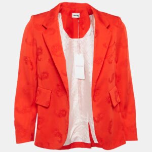Zadig & Voltaire Red Paisley Jacquard Open Front Blazer S