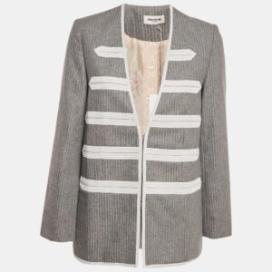 Zadig & Voltaire Grey Striped Wool Blend Judo Style Ville Jacket M
