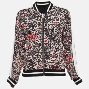 Zadig & Voltaire Pink/Black Printed Crepe Reversible Bomber Jacket S