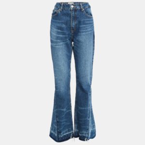 Zadig & Voltaire Blue Distressed Denim Wide Leg Jeans M
