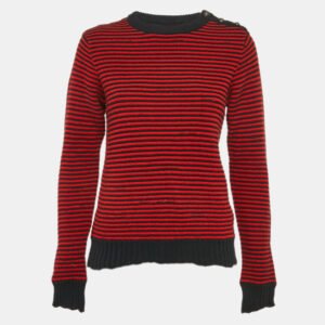 Zadig & Voltaire Red/Blue Stripe Wool Knit Crewneck Sweater XS