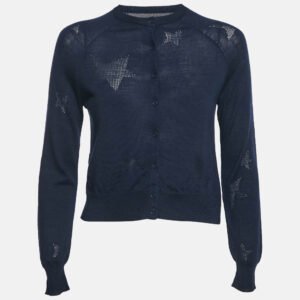 Zadig & Voltaire Navy Blue Star Patterned Knit Button Front Cardigan S