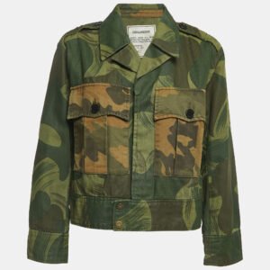 Zadig & Voltaire Military Green Camouflage Cotton Blend Button Front Jacket XS