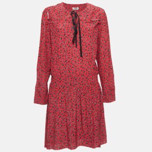 luxury-women-zadig-and-voltaire-used-clothes-p954465-002 Zadig & Voltaire Red Floral Print Crepe Tie-Up Neck Mini Dress L