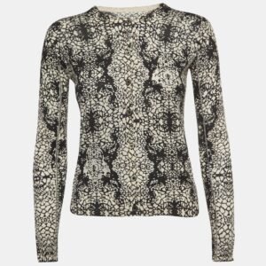 Zadig & Voltaire Black/White Abstract Print Cashmere Buttoned Cardigan S