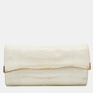 Zagliani White Python Oversized Flap Clutch
