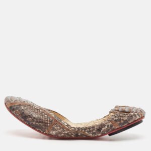 Zeferino Brown Python Scrunch Ballet Flats Size 38