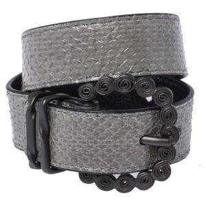 Bottega-Veneta-Grey-Snakeskin-Double-Wrap-Bracelet-S