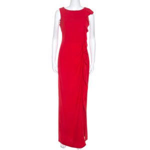 CH-Carolina-Herrera-Red-Crepe-Ruffle-Detail-Sleeveless-Maxi-Dress-S
