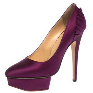 Charlotte-Olympia-Purple-Satin-Paloma-Fan-Pleat-Platform-Pumps-Size-38