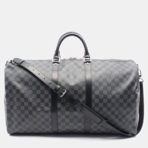 Louis-Vuitton-Keepall-Bandouliere-55-Damier-Graphite-Canvas-Travel-Bag