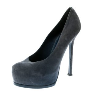 Saint-Laurent-Paris-Blue-Suede-Tribtoo-Platform-Pumps-Size-40