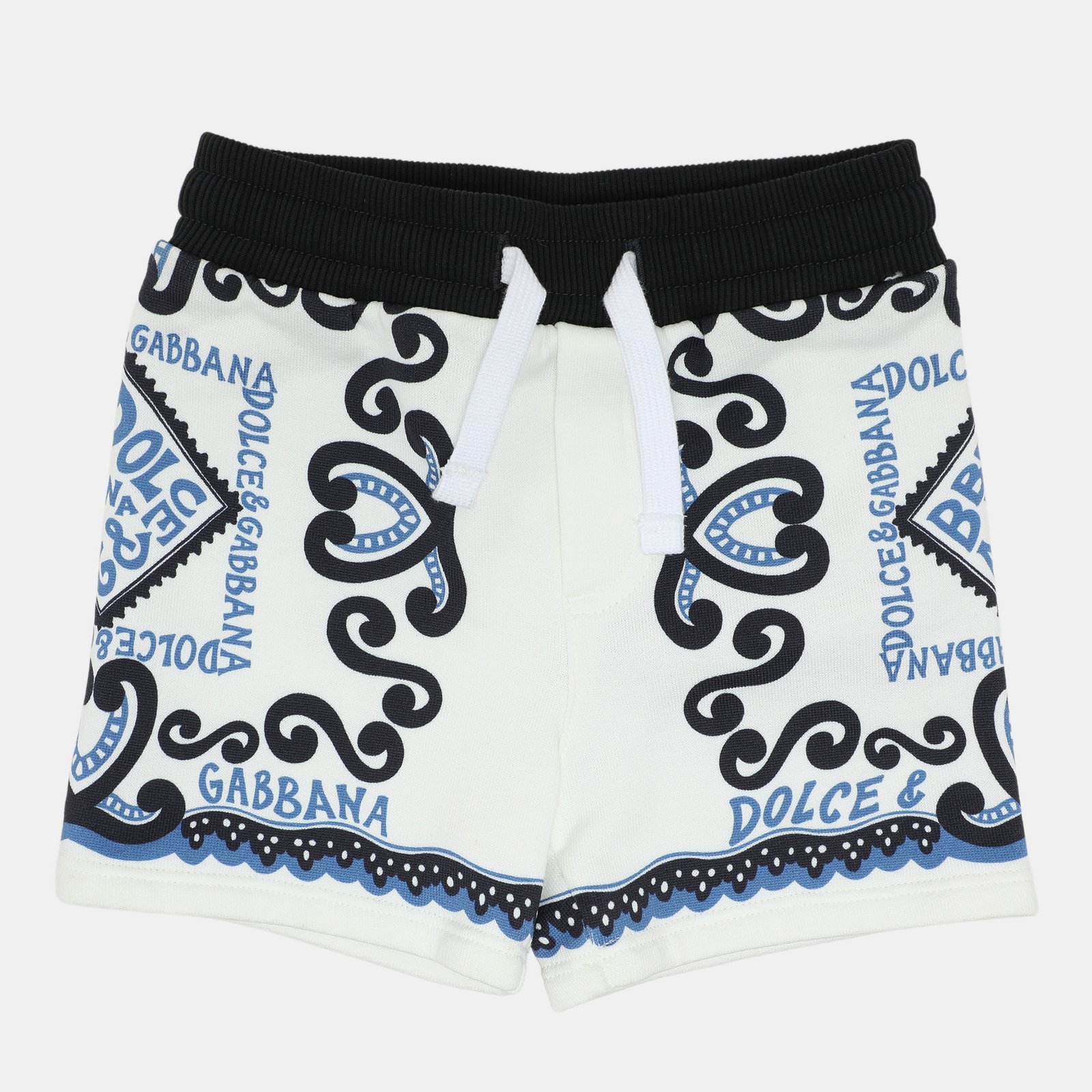 dolce & gabbana white logo print knit shorts 6-9 month