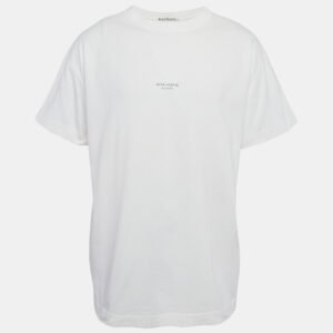 acne studios white logo print cotton crewneck t-shirt m