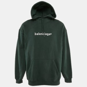 balenciaga green copywrite logo print cotton hoodie l