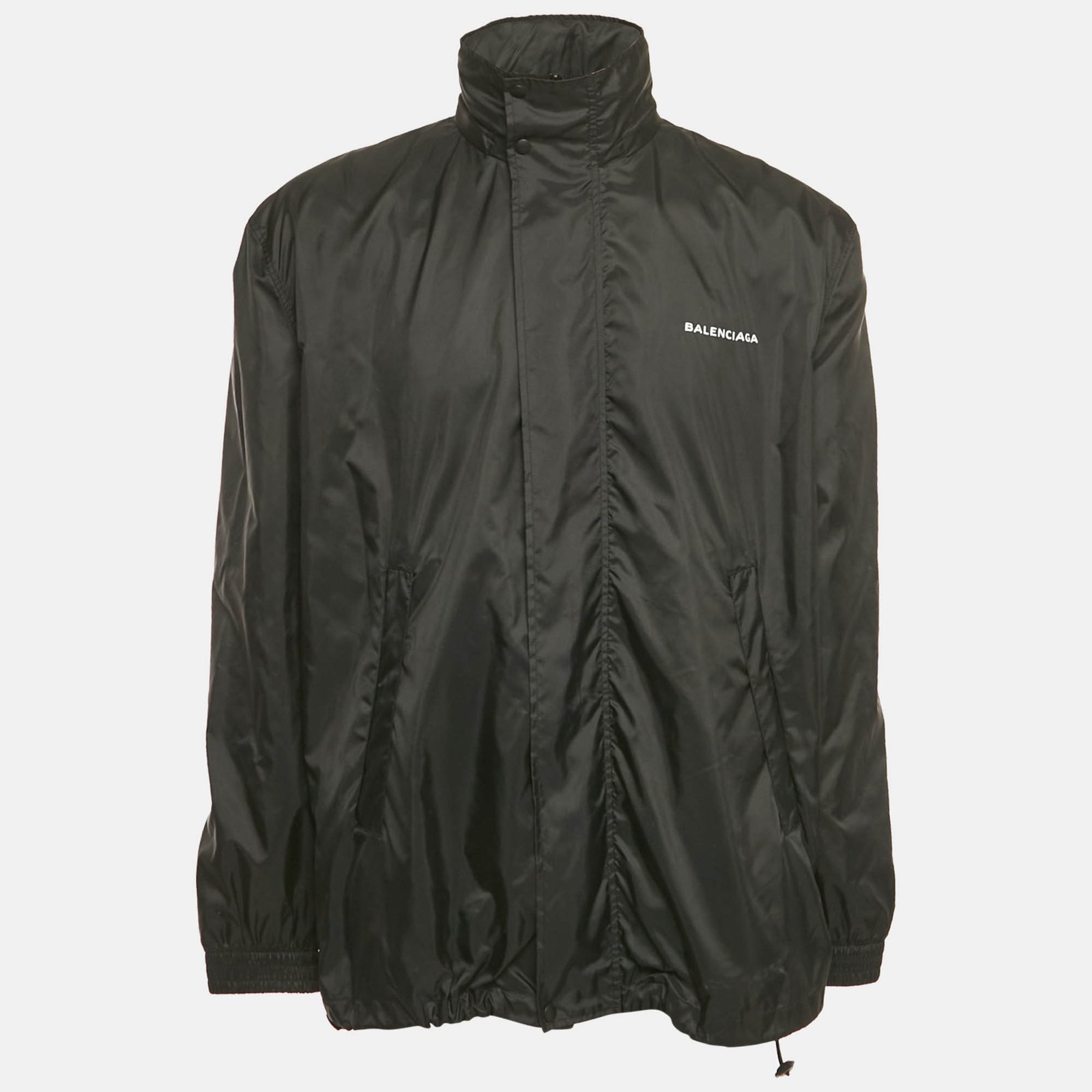 balenciaga black logo print nylon oversized wind breaker jacket m