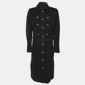 luxury-men-balmain-used-clothes-p1100488-001-2.jpg balmain dark grey cotton blend belted coat xl