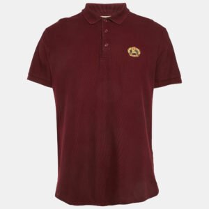 burberry dark red logo embroidery cotton pique polo t-shirt xl