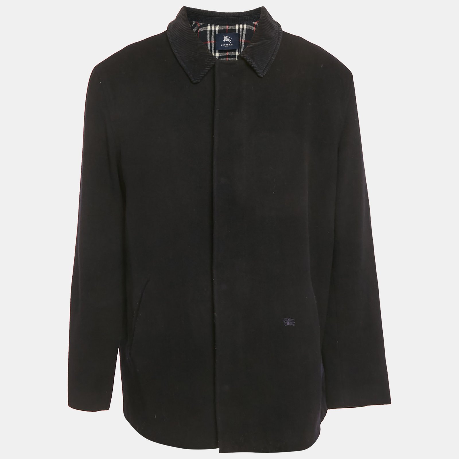 burberry london vintage black merino wool coat 3xl