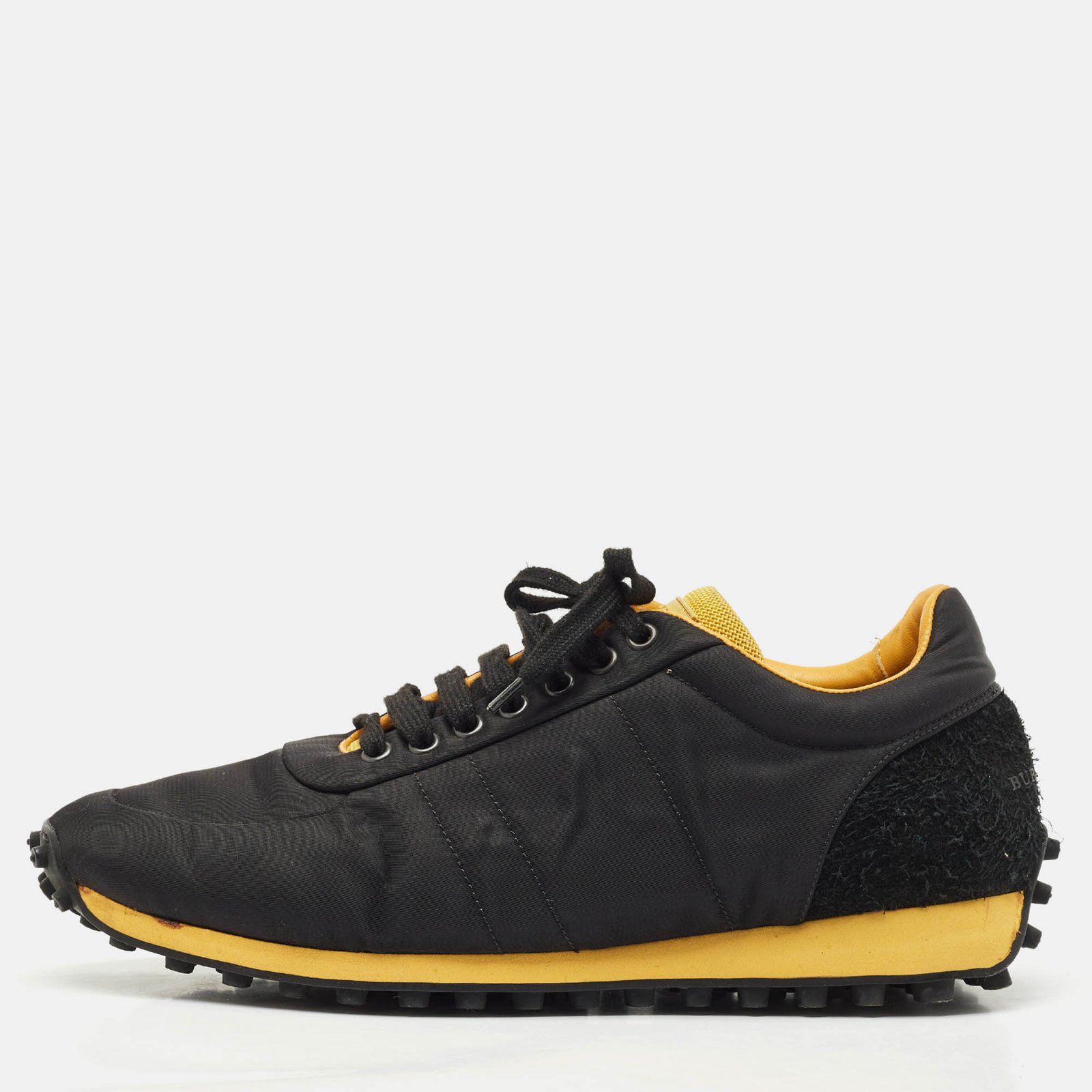 burberry black/yellow nylon and suede low top sneakers size 43