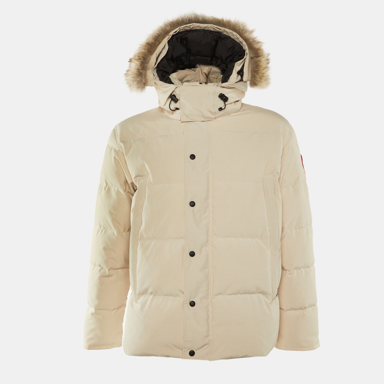 canada goose light beige down fur trim wyndham parka l