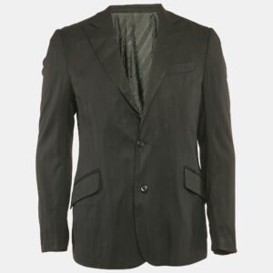 d&g black pinstripe wool blend single breasted blazer m