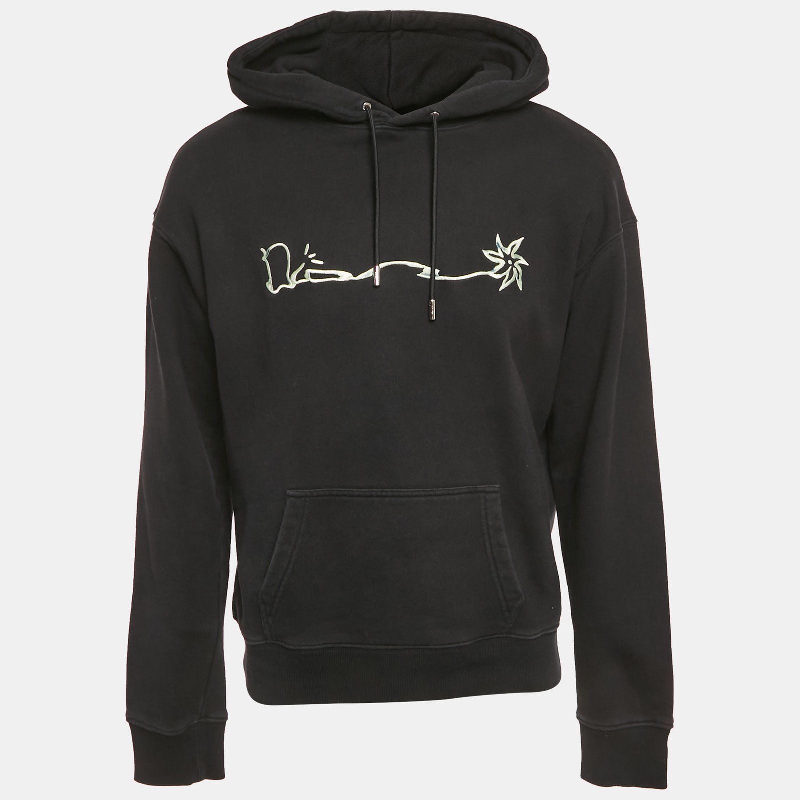 dior homme black embroidered cotton hoodie s