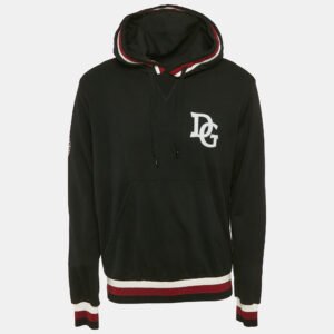 dolce & gabbana black king print cotton knit hoodie xl