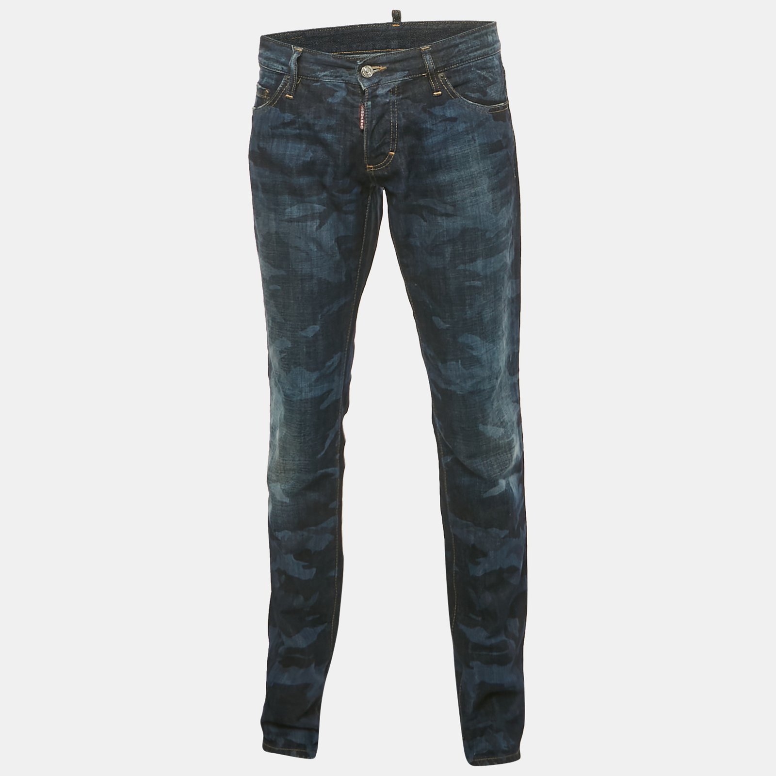 dsquared2 blue camouflage denim regular fit jeans l waist 36"