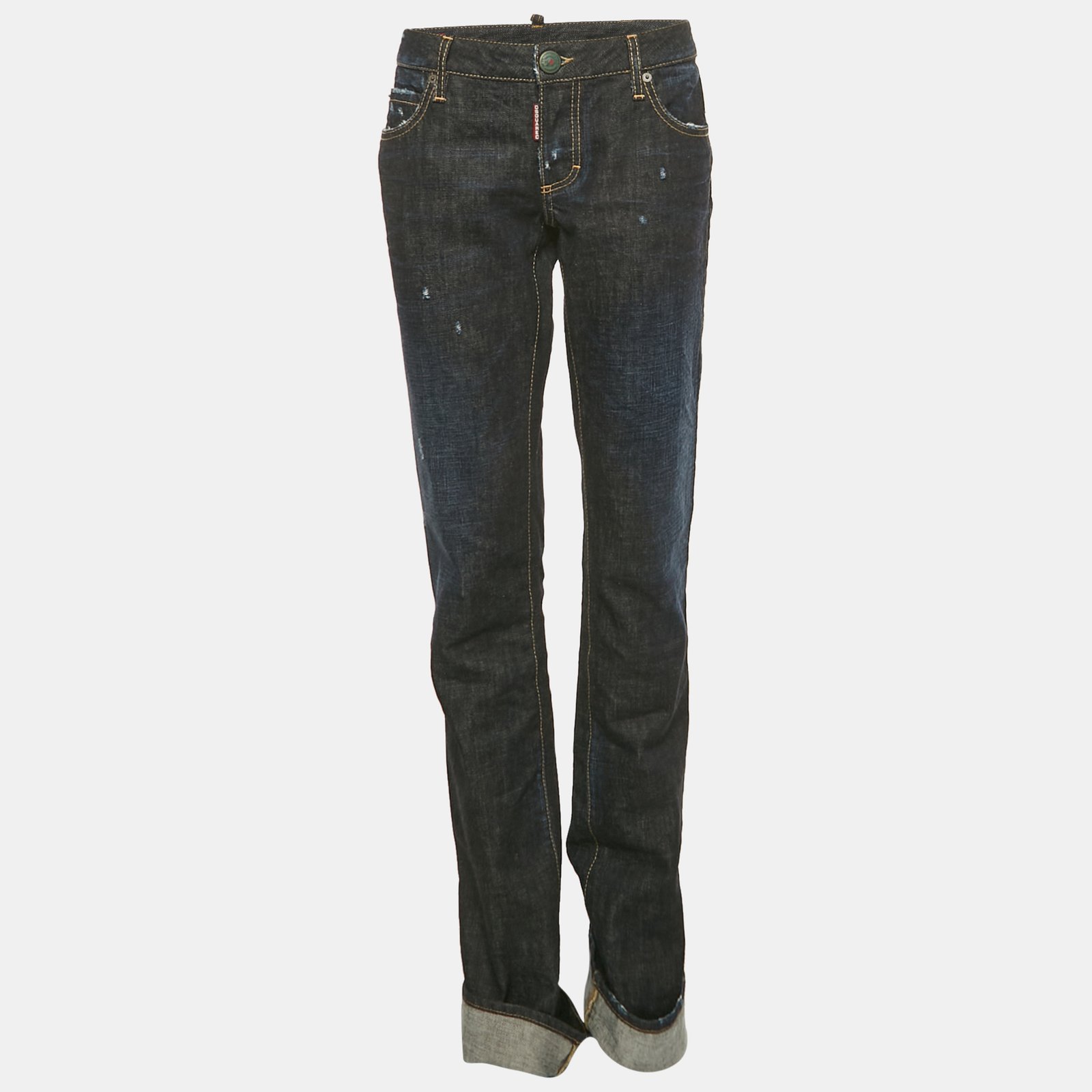 dsquared2  blue dark wash distressed denim jeans s waist 33"