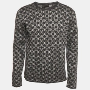 emporio armani grey patterned wool crew neck sweatshirt xl