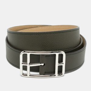 herm&egrave;s vert de gris/trench epsom leather cape cod reversible belt 95 cm