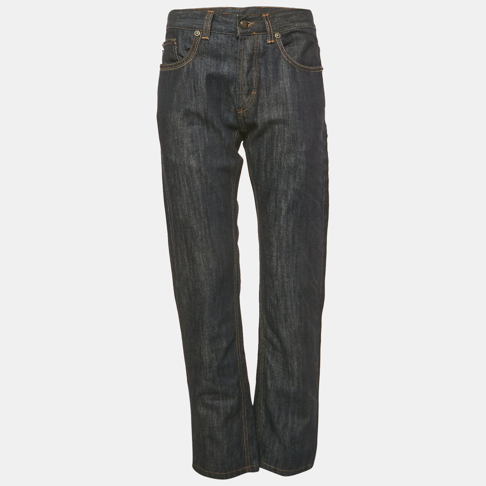 just cavalli dark blue logo embroidered denim jeans m waist 33"