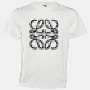 loewe white anagram pixel embroidered cotton crew neck t-shirt l