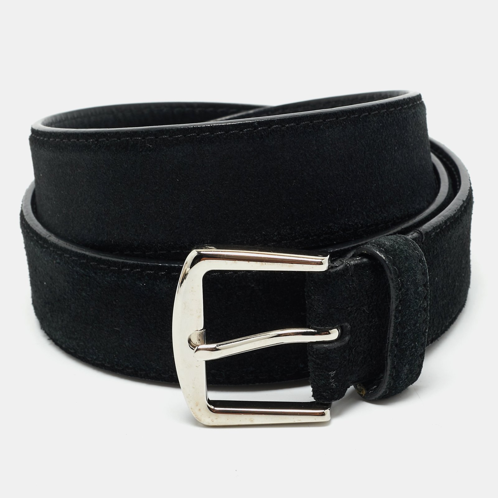 loro piana black suede buckle belt 95 cm