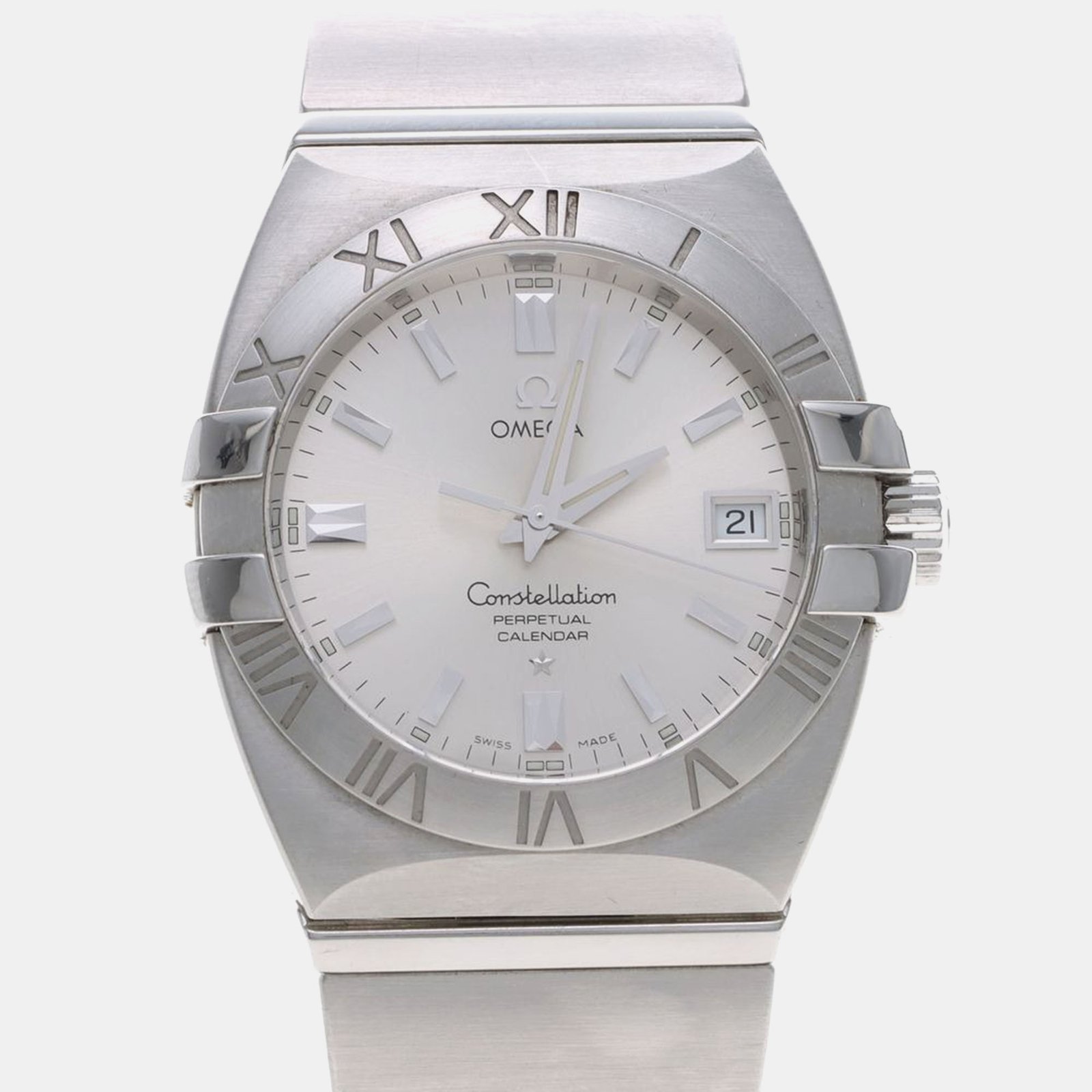 omega constellation double eagle 1501.30.00 quartz silver stainless steel men's wristwatch 36 mm