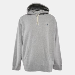 polo ralph lauren grey cotton blend knit hoodie xxl