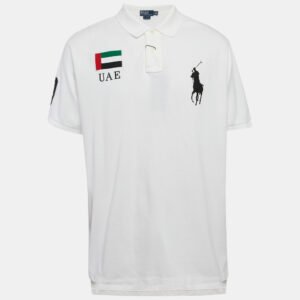 polo ralph lauren white applique pique cotton polo t-shirt xxl