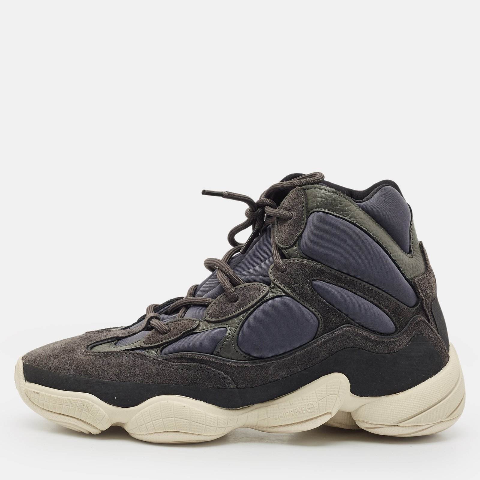 yeezy x adidas blue/grey neoprene and suede 500 high slate sneakers size 44 2/3